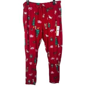 Christmas Animal-Themed Soft Red & Green Pajama Pants by Joyspun